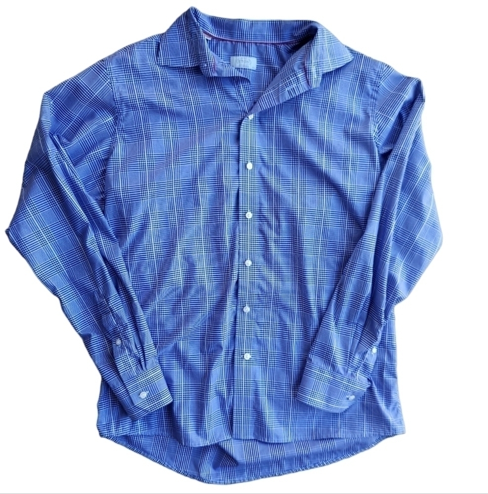 Eton Blue Plaid Dress Shirt
